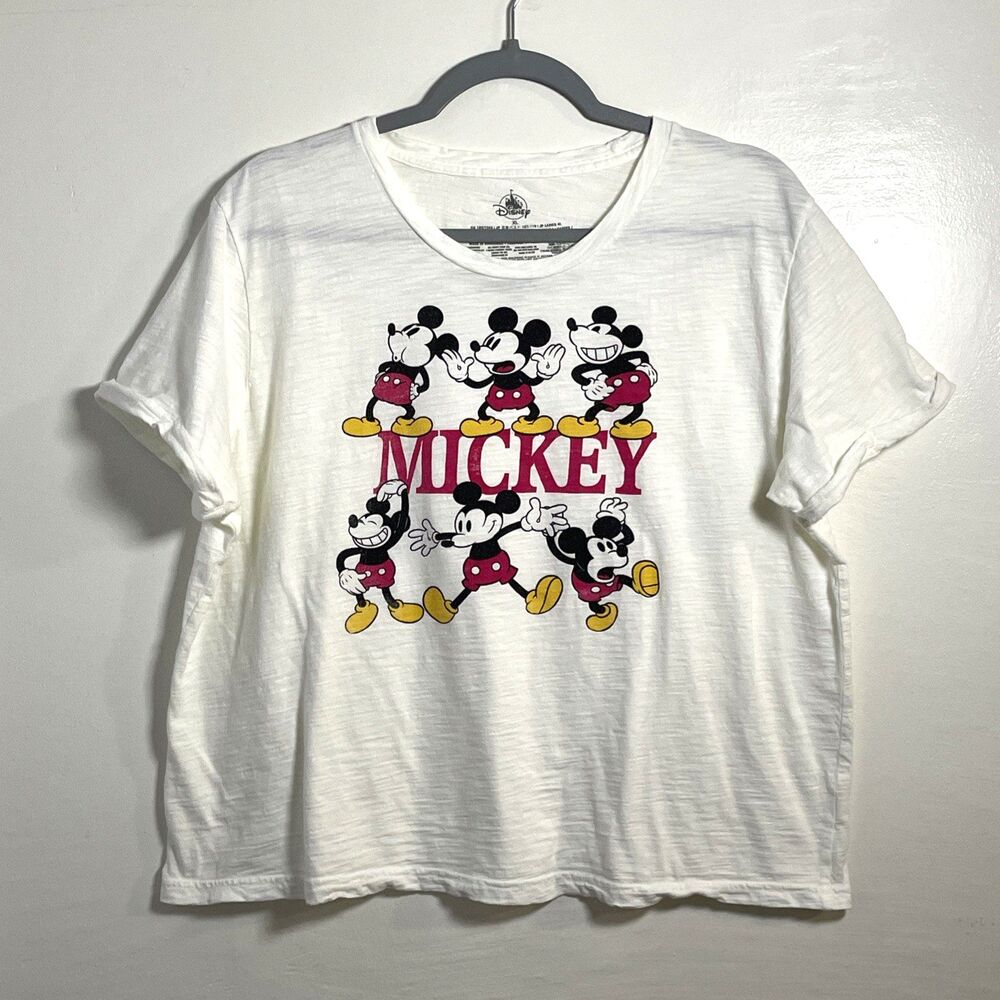 Disney Brand Mickey Mouse White Short Sleeve 100% Cotton T-Shirt Size XL Casual